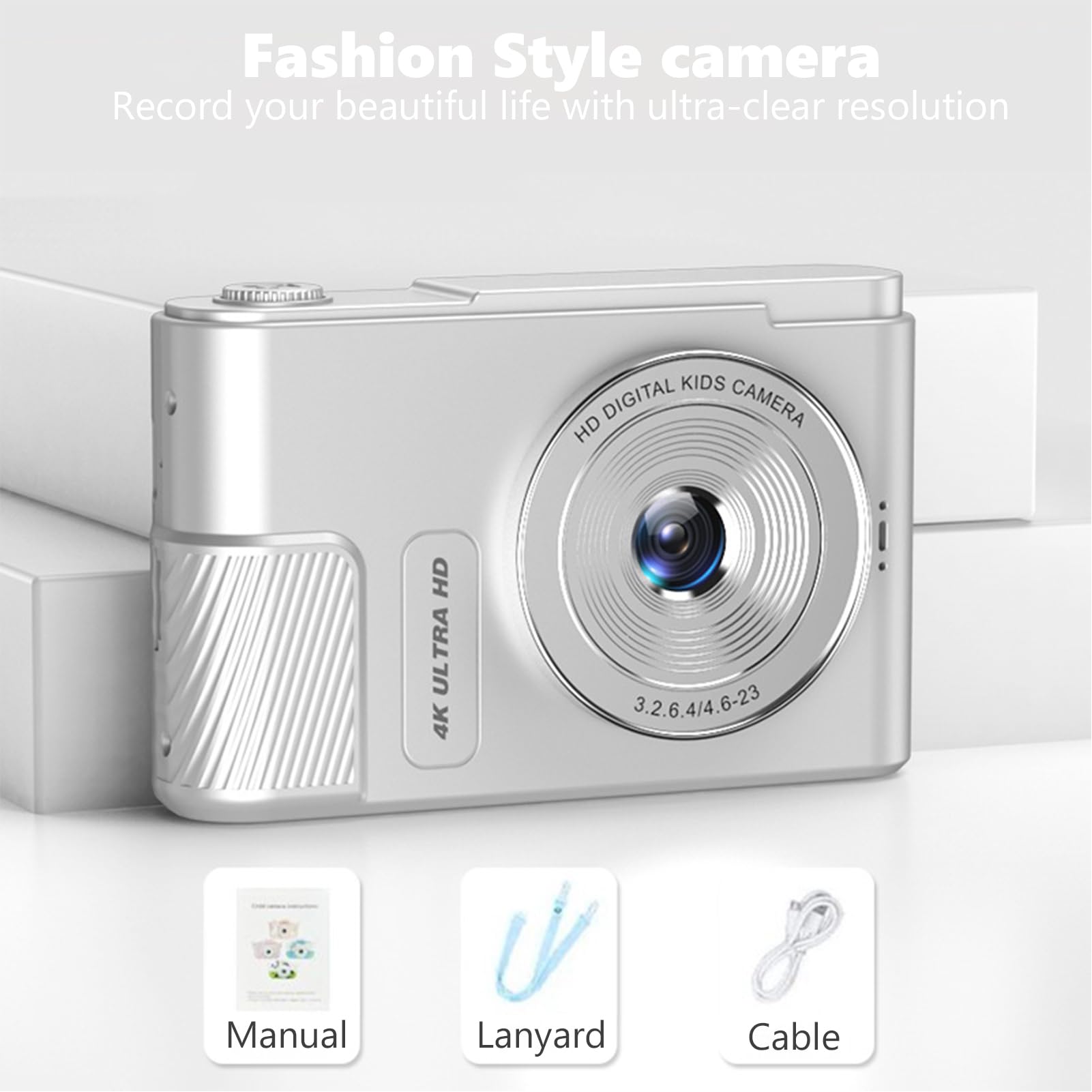 4K-Digitalkamera, 48-MP-Vlogging-Kamera, 64-GB-Speicherkartenunterstützung, Tragbare Kompaktkamera für Fotografie, Point-and-Shoot-Digitalkameras für Reisen, 16-facher Zoom
