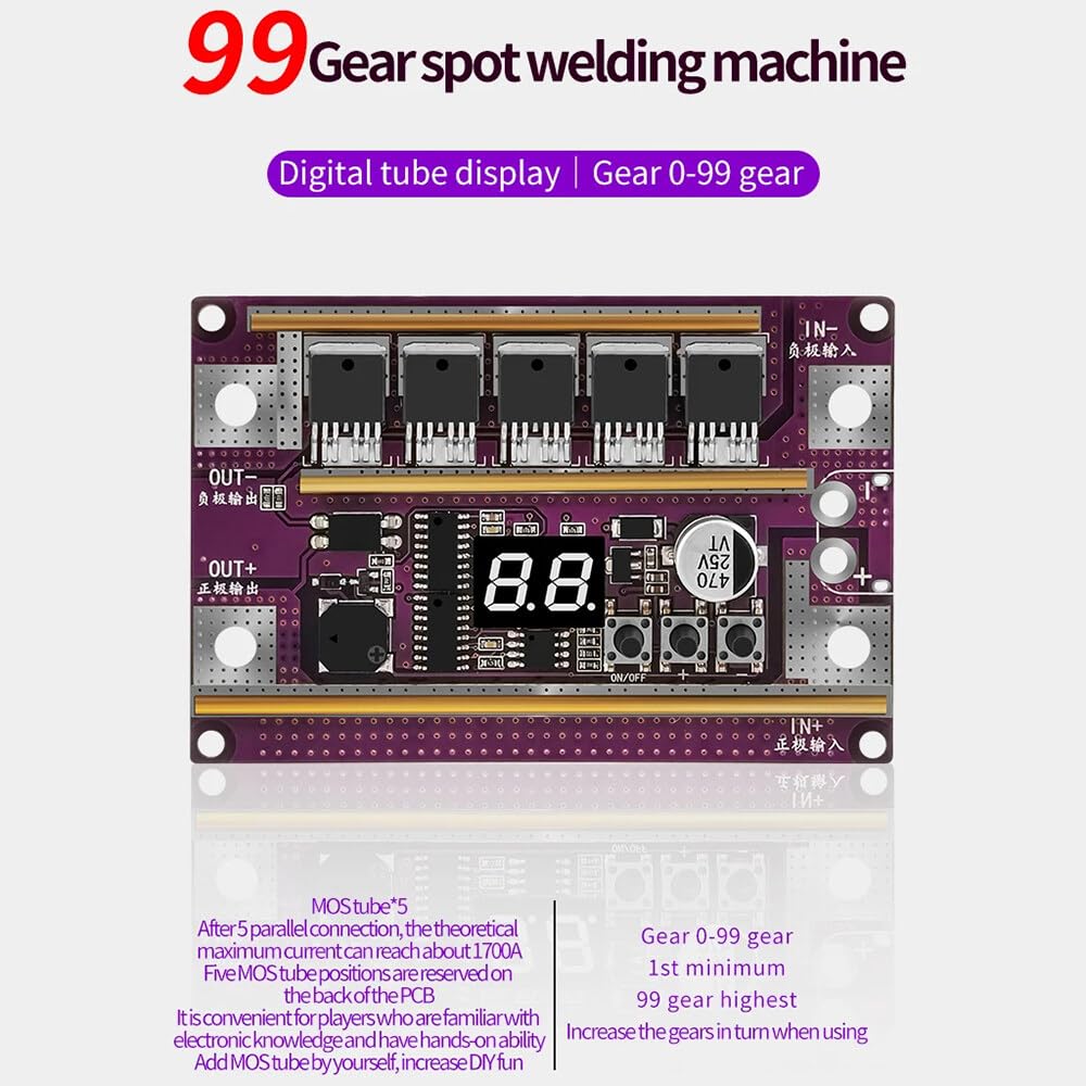Spot Welding Machine Control Board Kit 99 Adjustable Power Units Mini Spot Welder for 0.3mm Nickel Plate