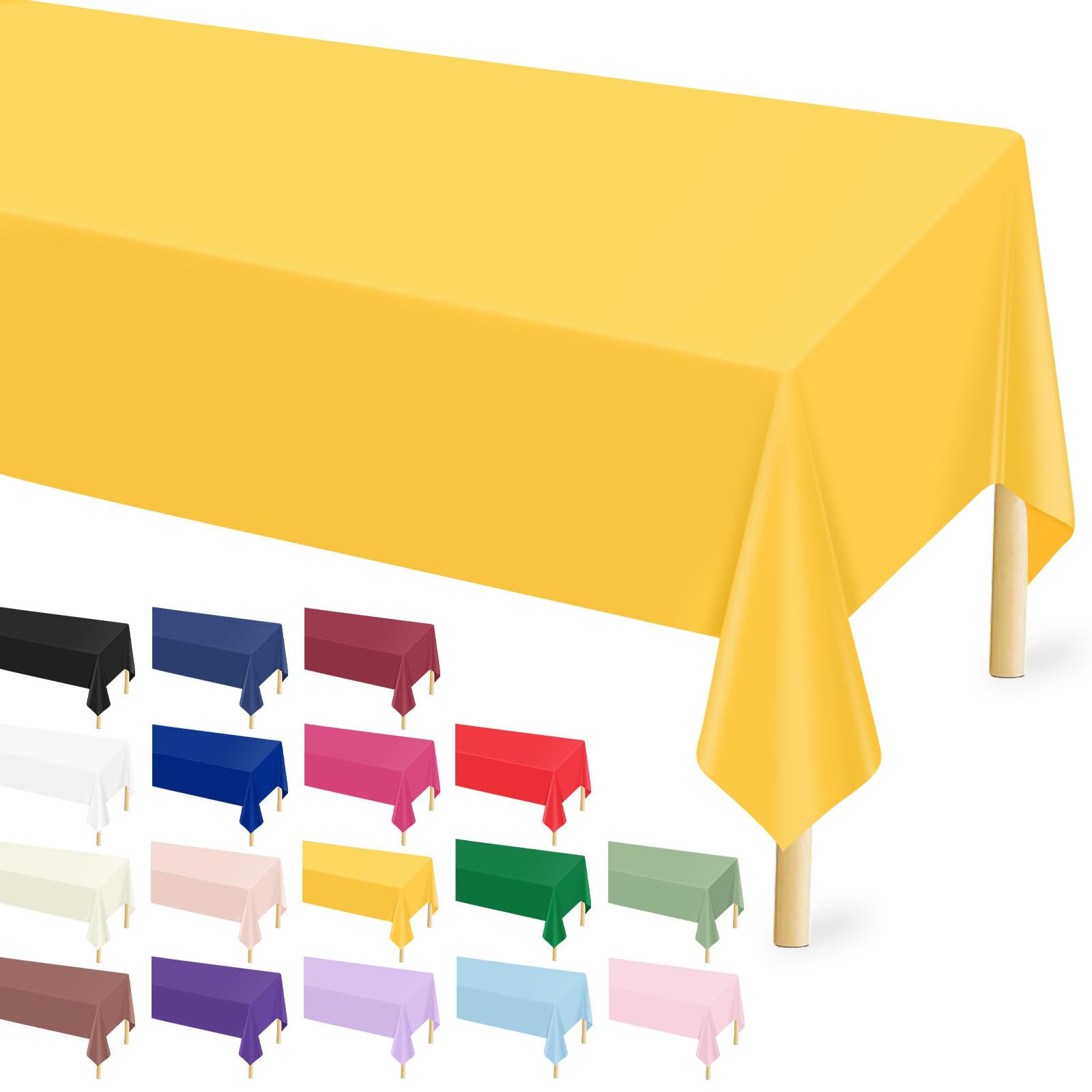Mulbozy Yellow Plastic Table Cloth Disposable 12 Pack, Yellow Tablecloth
