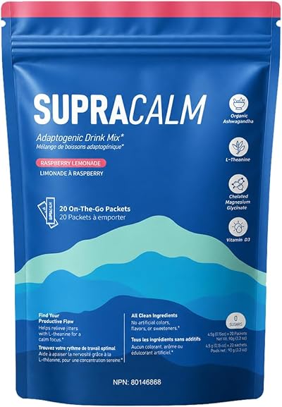 New SuperCalm Cortisol Drink Mix-Calm Magnesium Drink Mix with L-Theanine, Vitamin D & Ashwagandha โ Raspberry Lemonade Relaxation Powder for Daily Wellness (1 PCS)