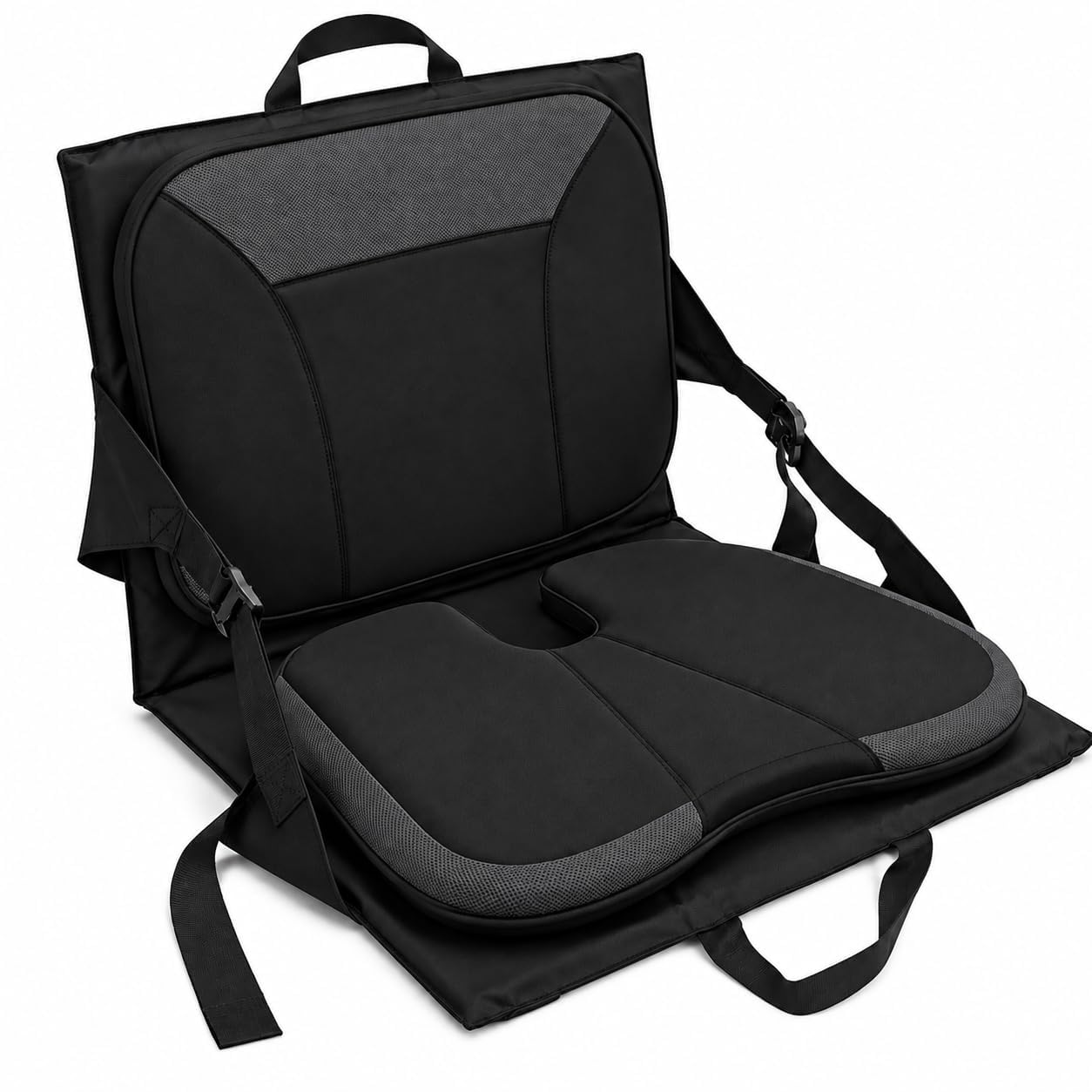 Everlasting Comfort Stadium Seats with Back Support - Adjustable Memory Foam Bleacher Chairs with Back and Cushion, Portable, Easy Folding Stadium Seat Cushion with Storage Pocket (Reinforced)