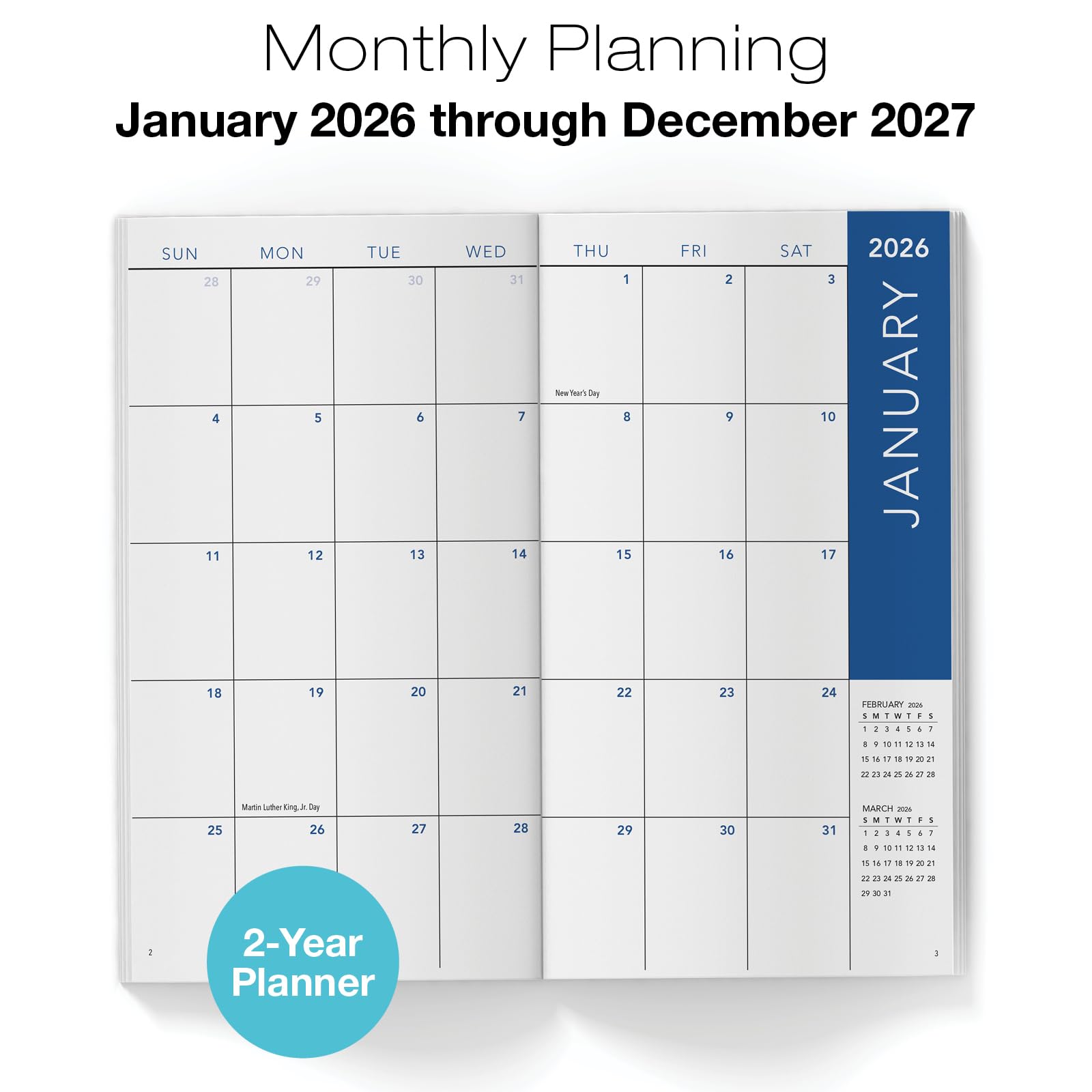 2-Jahres-Monatsplaner/Taschenkalender, 8,9 x 16,5 cm, 2026–2027: Wochenplaner, Wochenplaner, Monatskalender, Organizer (Baumsaison)