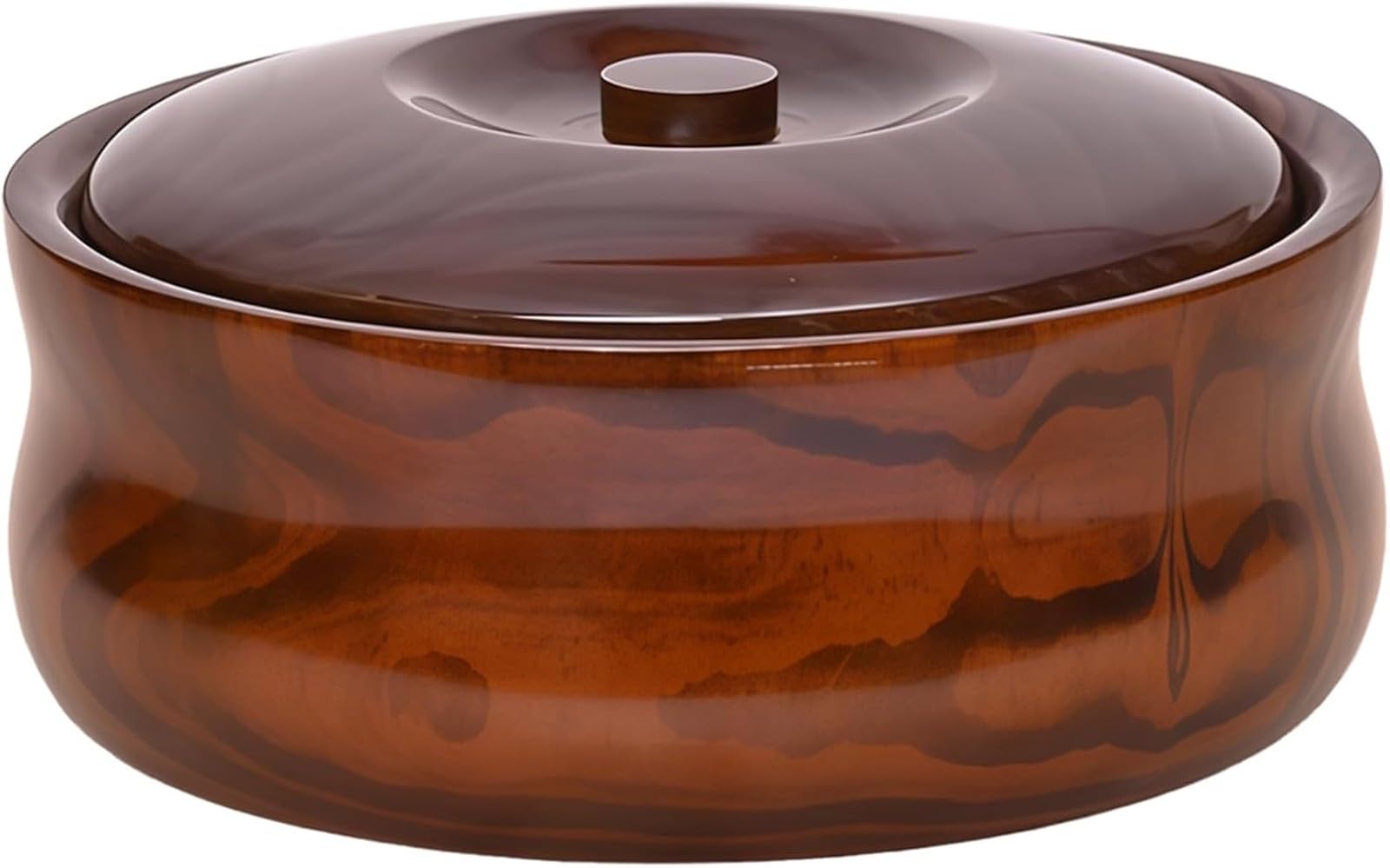 Cuencos de Madera con Tapa, Cuenco Redondo de Madera Natural para Ensalada, Ideal para Sopa de Miso, Frutas, Dulces y Aperitivos(21-22CM)
