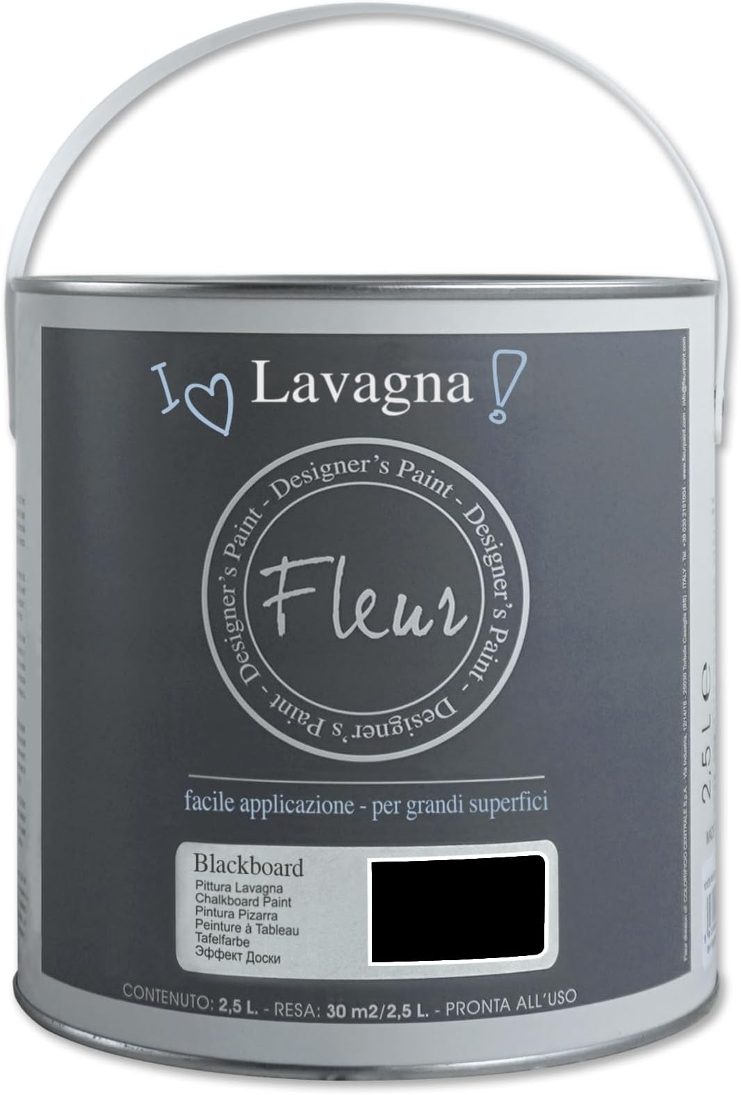 Fleur Paint 13250 Paint (Transforms Surfaces in Slate, 2.5 l) Colour Blackboard