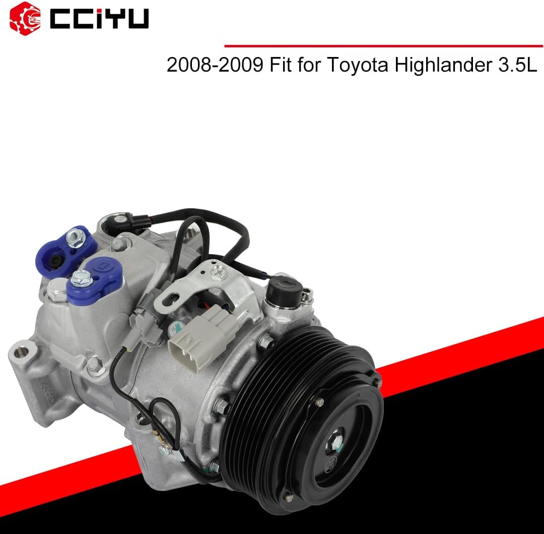 cciyu AC Compressor for Car 2008-2010 for Toyota Highlander 3.5L,Air Conditioning Compressor with Clutch 7 Grooves 157323