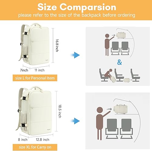 Vista 156 de Taygeer Mochila de mano para mujer, mochila de viaje de 35 litros para mujer, aprobada por aerolíneas, bonita bolsa de viaje para artículos Azul