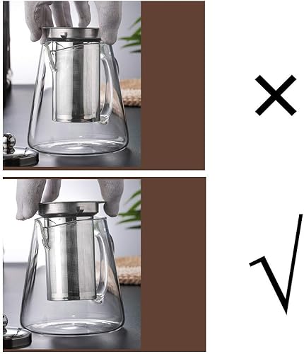 Miniatura 8 de Tetera de vidrio con infusor de tetera de 32 onzas  43 onzas  43 onzas, juego de tetera de hojas sueltas y florecientes seguras (43 onzas  44.0fl oz)