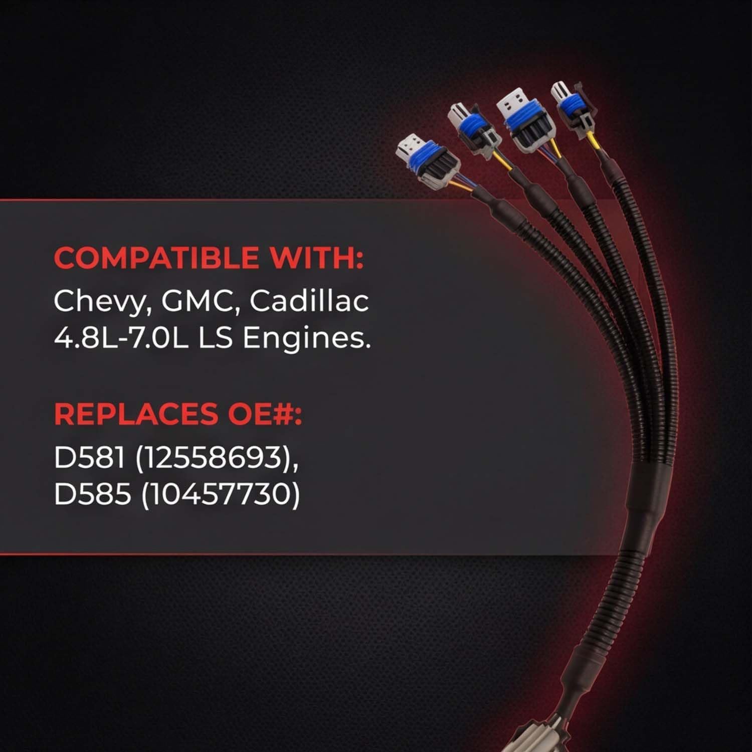 2PCS Ignition Coil Relocation Connector Wire Harness Compatible with Chevy GMC Cadillac 4.8L 5.3L 6.0L 6.2L 7.0L LQ9 LQ4 LS2 LS3 LS7 LSX Replaces D581 12558693 D585 10457730