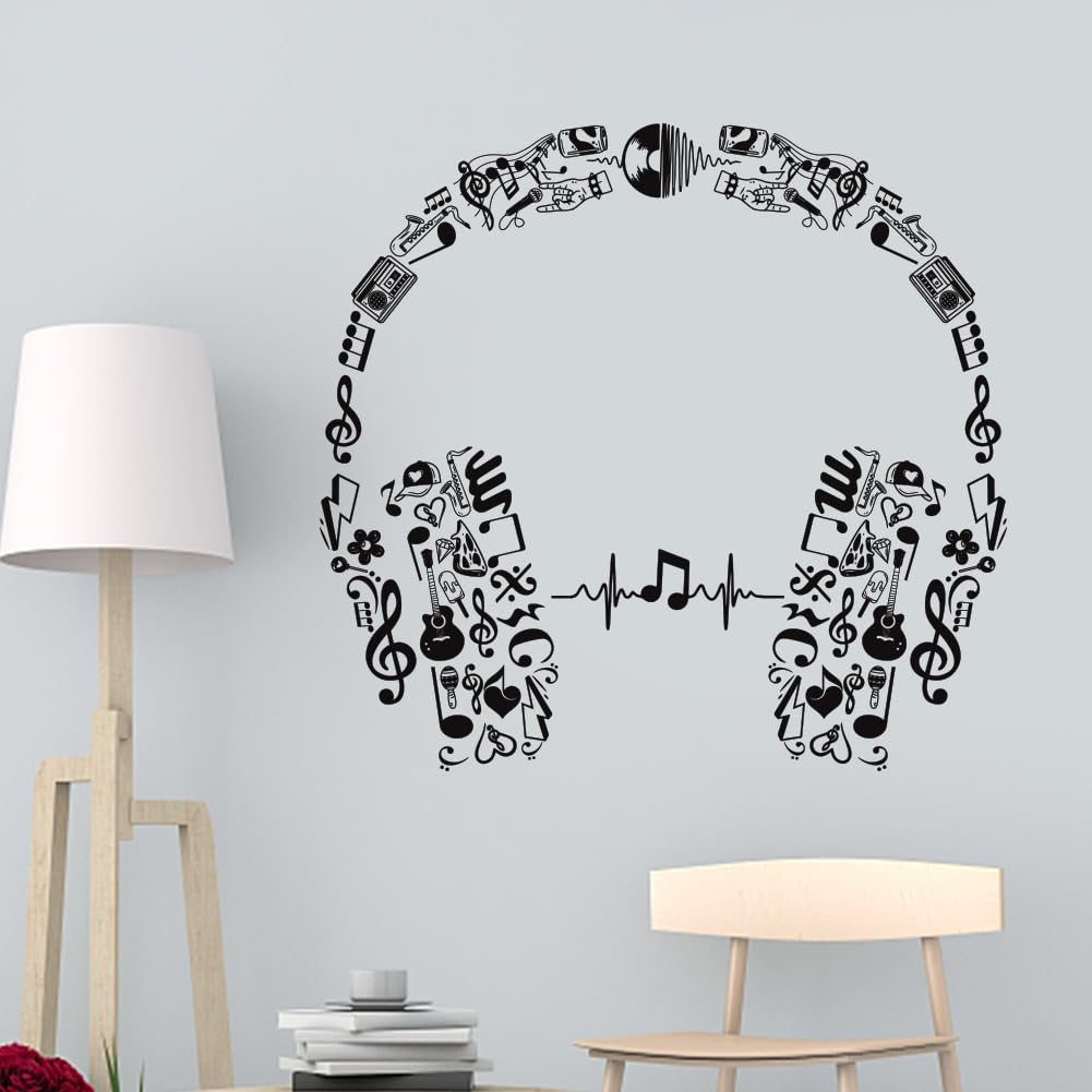 ANATTASOUL 2pcs Kitchen Wall Stickers Headphones Peel and Stick Wall Decals,Wall Murals Removable Wall Art Decor for Living Room Bedroom