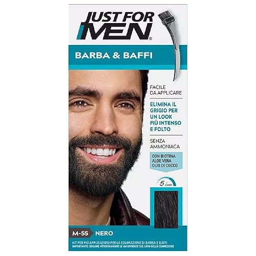 Vista 2 de JUST FOR MEN Gel de color para bigote y barba M-55 negro real 1 unidad (paquete de 6)