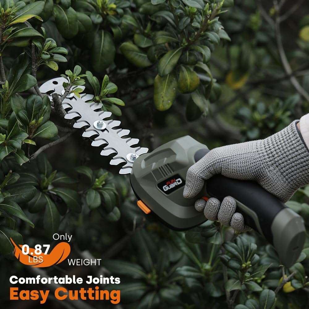 2-in-1 Cordless Hedge Trimmer & Grass Shear, Handheld Electric Shrub Trimmer with Rechargeable Battery and Type-C Cable for Garden, Yard and Lawn