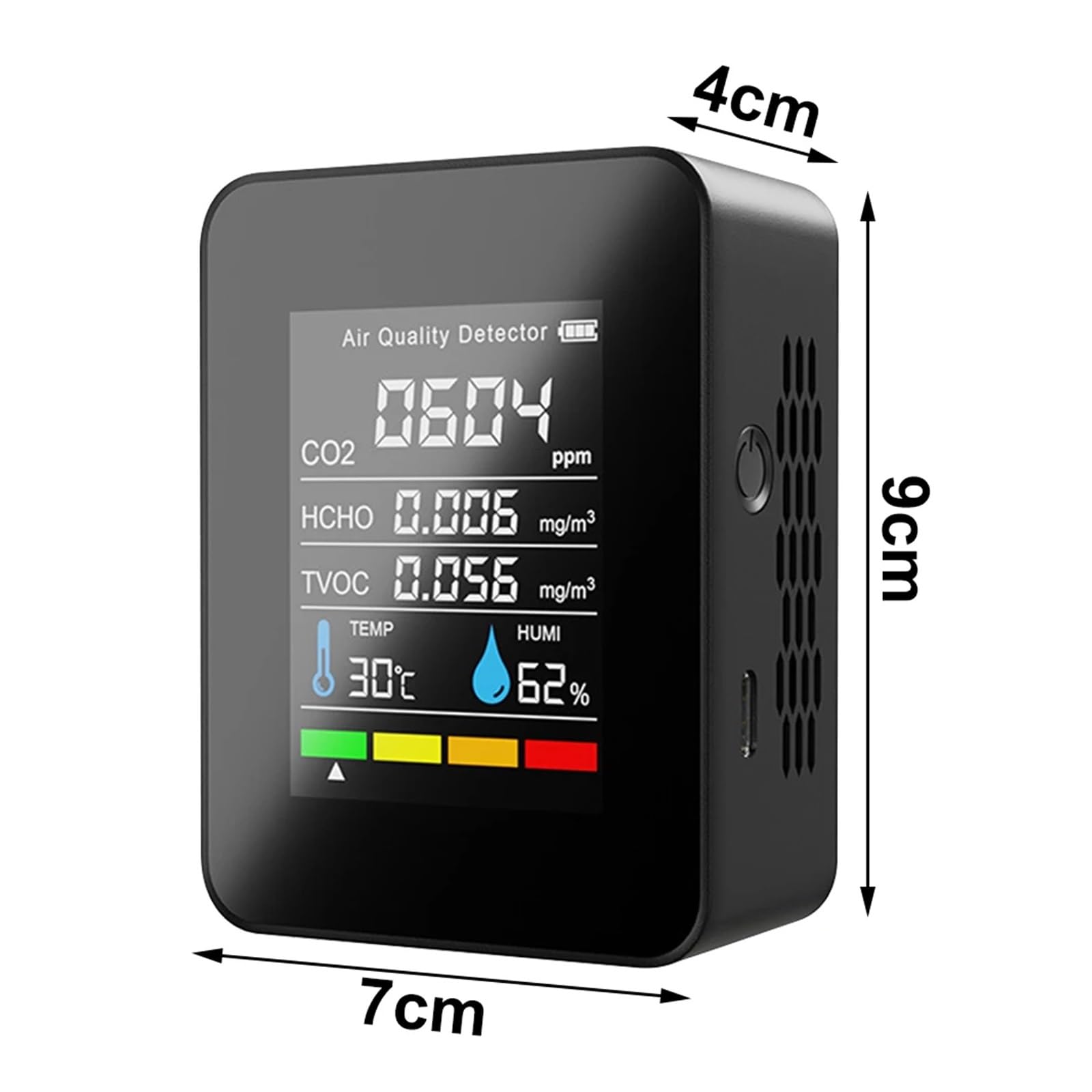 Medidor De CO2 5 En 1, Detector Gas 3, Portátil, Temperatura, Humedad, LCD, Digital, Multifuncional, TVOC, HCHO, Monitor Calidad del Aire Detección Rápida Precisa(5 IN 1)