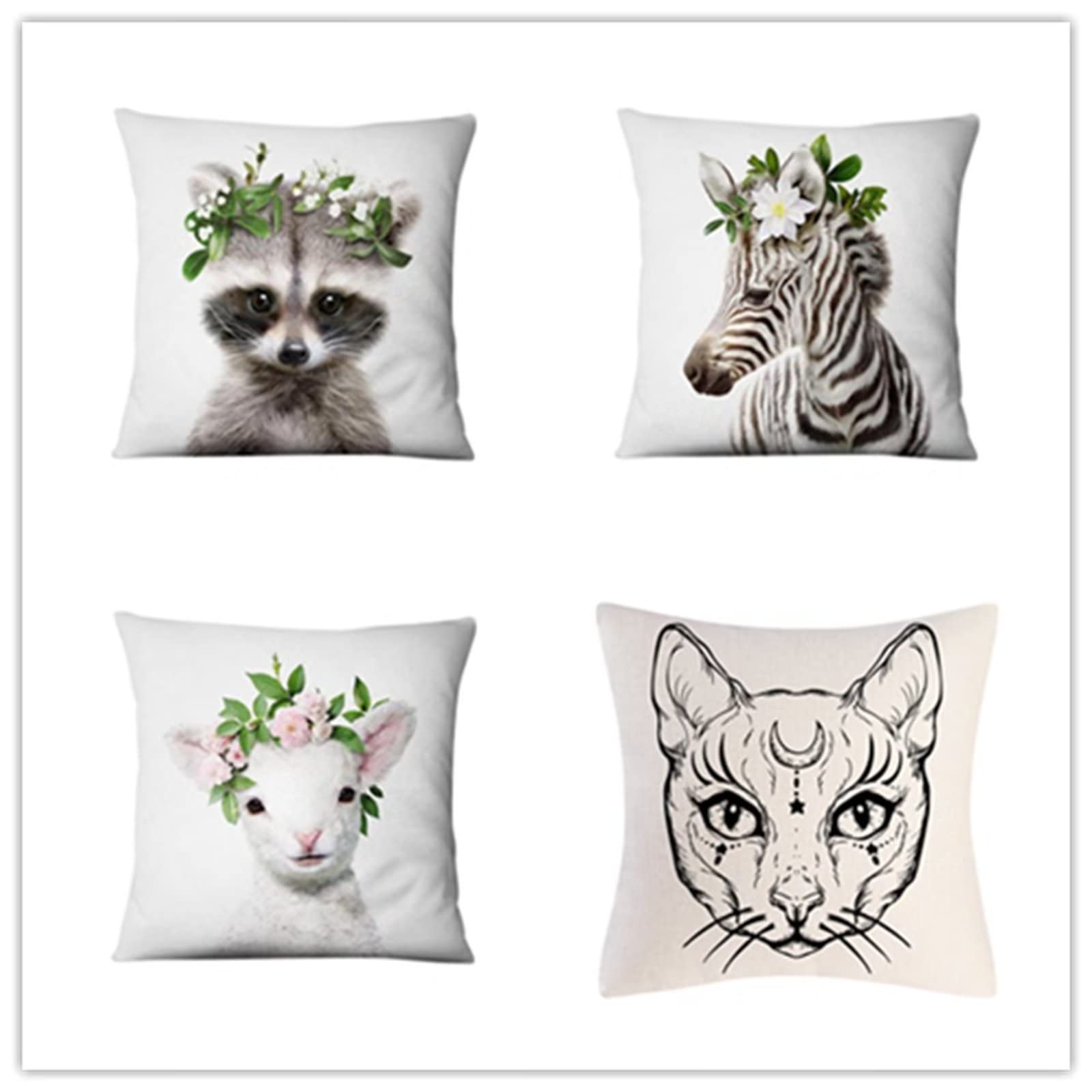Cojines 60x60cm Almohada Blanca Cojines Decorativos para Sofa Moderna Decorativa Cojín Juego de 4 para Decoración Hogar Soft Almohadas cuadradas Funda de Cojín