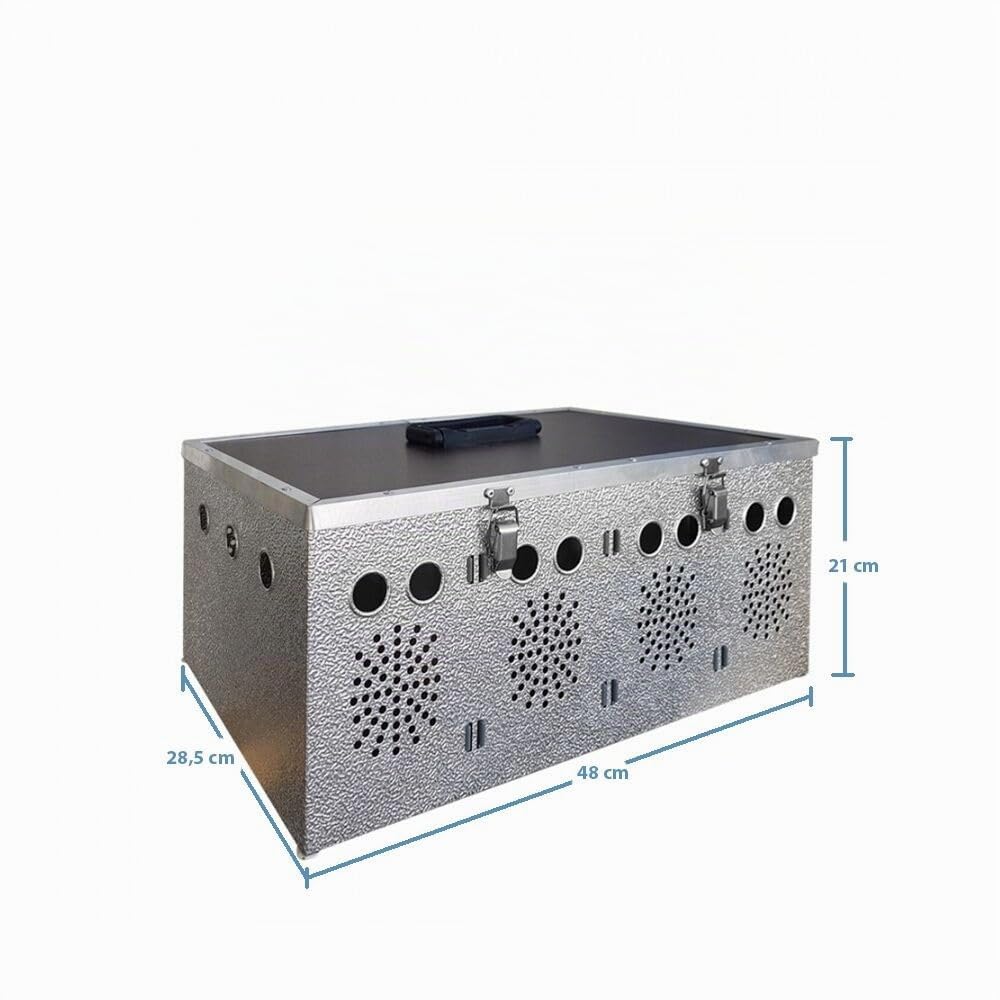 Breker Aluminium Transportbox für Kleintiere – 4 Abteile – Transportkorb mit Einzelverschlüssen – leichte & stabile Tiertransportkiste für Kaninchen, Nagetiere & Geflügel – hygienisch & robust