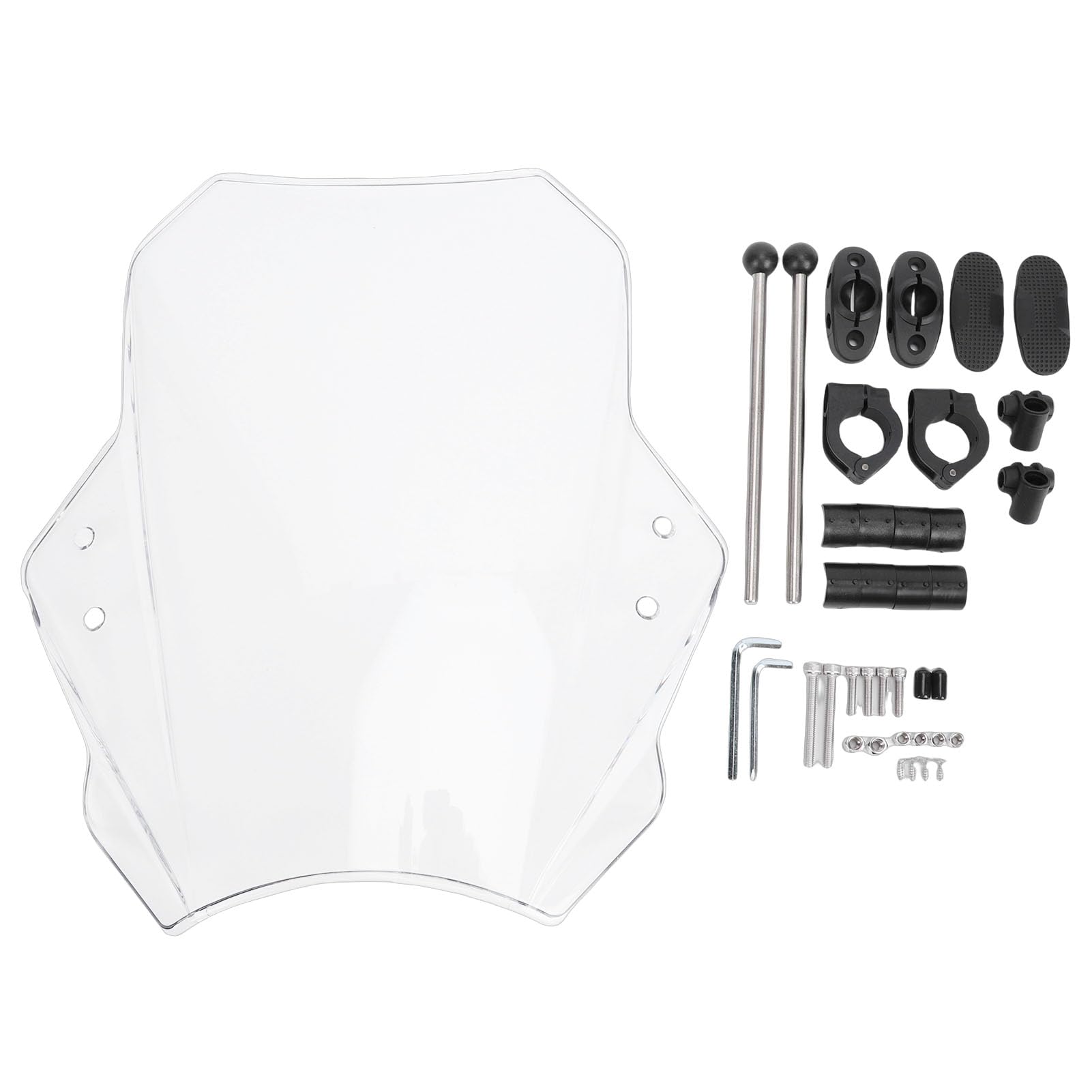 SIXRUN Deflettore d'Aria Anteriore per Moto, Parabrezza Trasparente Regolabile, Adatto per Manubri 22mm 25mm 28mm