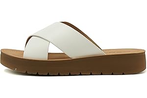 LUCY Women Open Toe Flatform Platform Crisscross Band Upper Fashion Slide Sandals