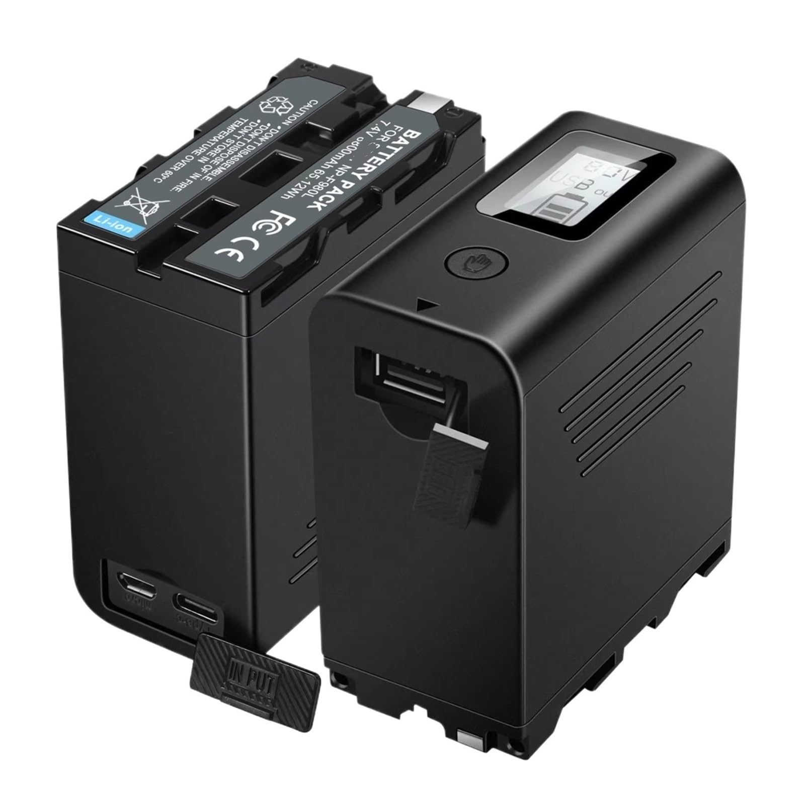 Batería For Cámara NP-F970 (Paquete De 2) con Cable Micro USB. Compatible con Sony NP-F970, NP-F975, NP-F980, NP-F960, NP-F770, NP-F750 Y NP-F550.(2Pack)