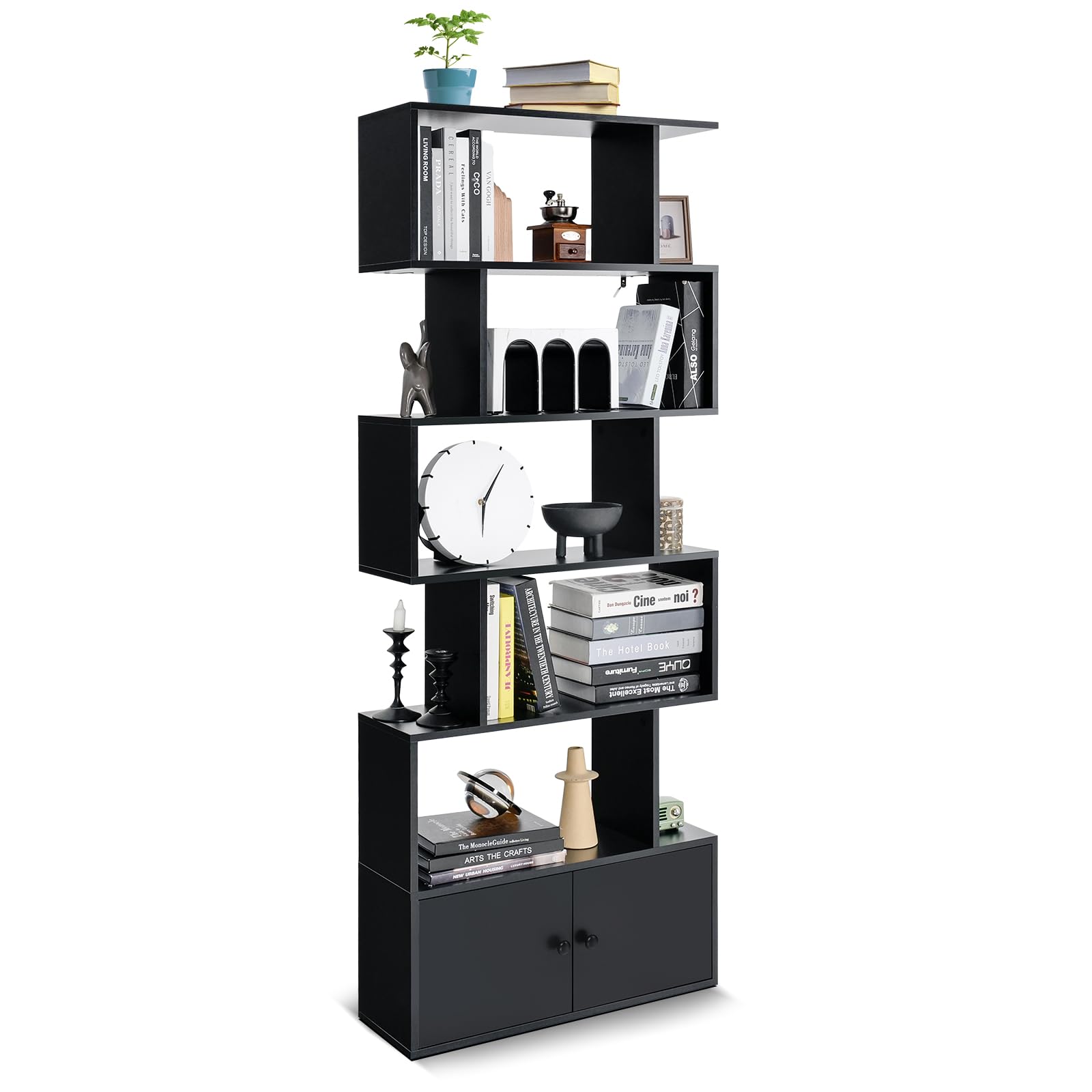 GIANTEX Boekenkast met 5 niveaus, 70 x 23,5 x 158 cm, ruimteverdeler