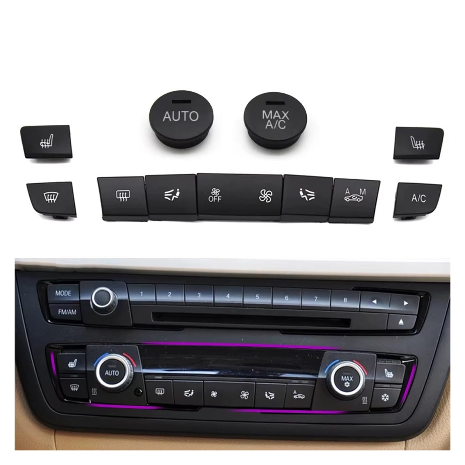 Auto Armaturenbrett Lüftung Für BMW 3 Serie 2013-2018 F35 F30 F31 F34 Auto Dashboard Konsole AC Air Vent Sitz Heizung Schalter Taste MAX Reparatur Kit(Button-10)