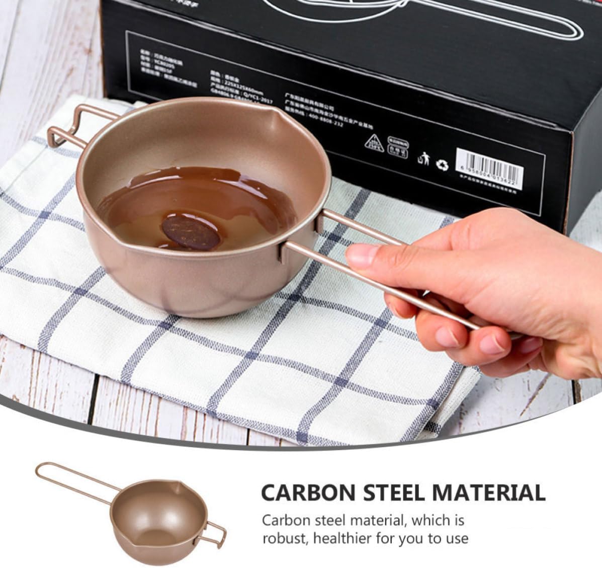 Chocolate Melting Pot Butter Warmer Carbon Steel with Handle for Kitchen