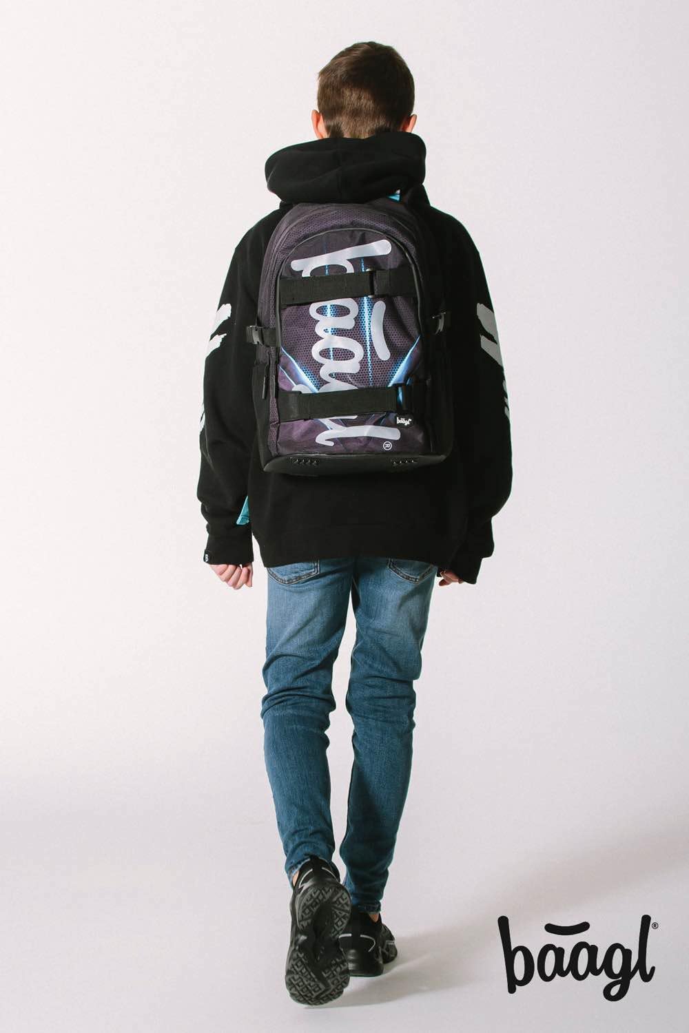 Baagl Schulrucksack Set Jungen Mädchen 3 Teilig, Schultasche ab 3. Klasse, Grundschule Ranzen mit Brustgurt, Ergonomischer Schulranzen