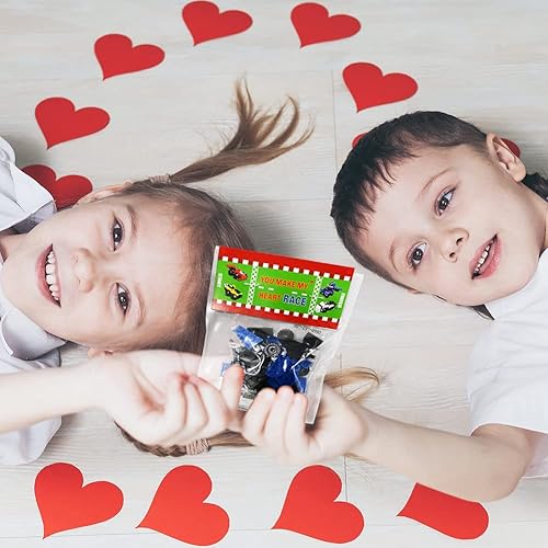 Miniatura 6 de WODMAZ Paquete de 24 tarjetas del día de San Valentín con vehículos, robots, bloques de construcción para niños, regalos de intercambio de San