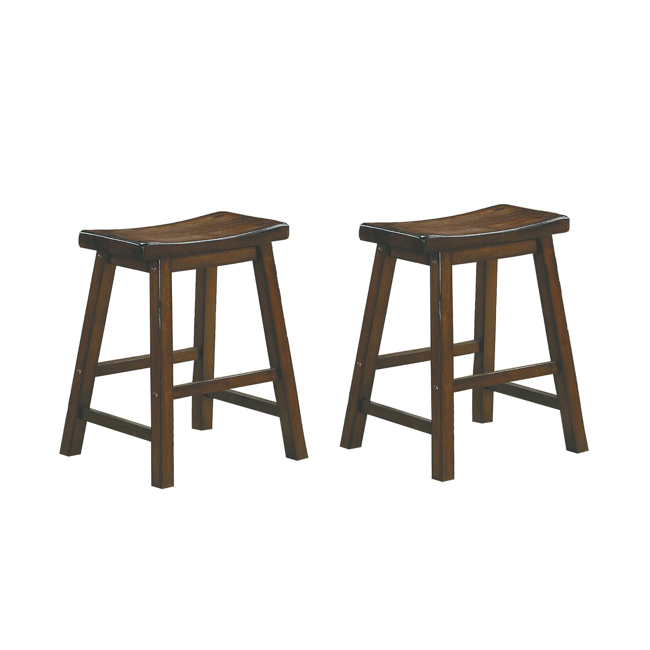 Lexicon Saddleback Solid Wood Kitchen Height Stool Set Of 2 - Saddle Kitchen Stool Dining Height Stools for Dining, Armless Chair Seating Options,