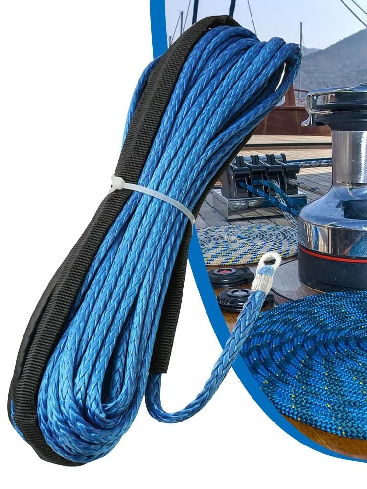 SAeWare Corda di traino per verricello, corda sintetica da 15 m, corda sintetica per manutenzione auto, corda sintetica per argano, per ATV, UTV, fuoristrada, grilli, blu