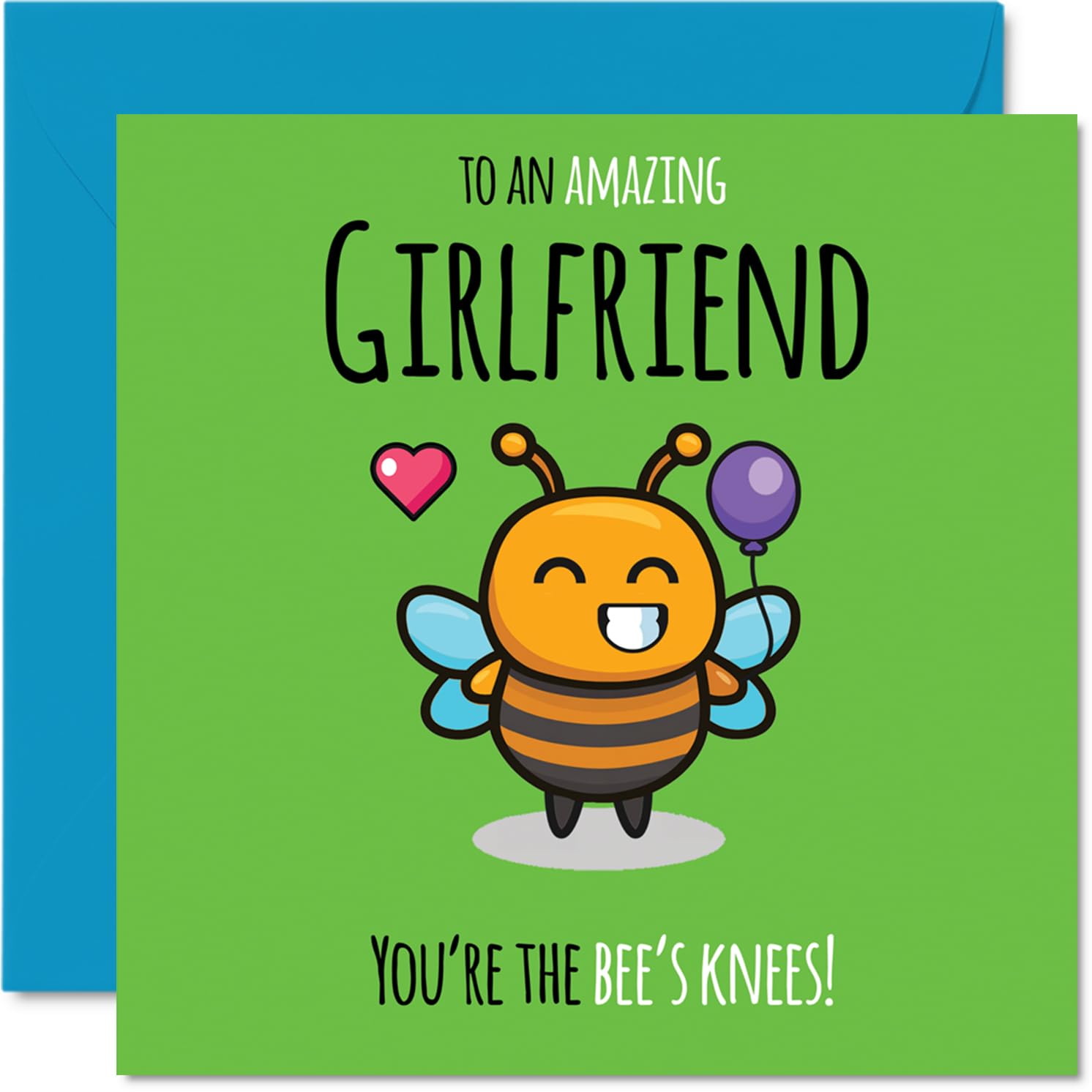 Girlfriend Birthday Card - Youre The Bees Knees! - Happy Birthday Card for Girlfriend from Boyfriend Partner, 145mm cute bee Bday Greeting Cards