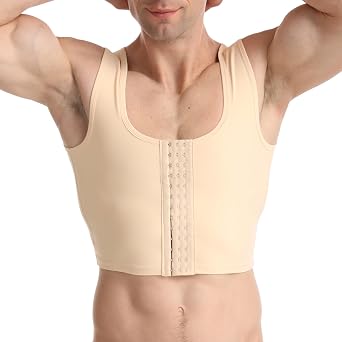 Mens Hide Gynecomastia Corset Vest Adjustable Compression Chest Binder for Men to Hide Moobs
