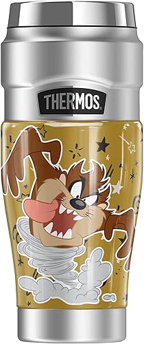 Looney Tunes Taz Star Pattern THERMOS - Vaso de viaje de acero inoxidable King con aislamiento al vacío y doble pared, 16 onzas