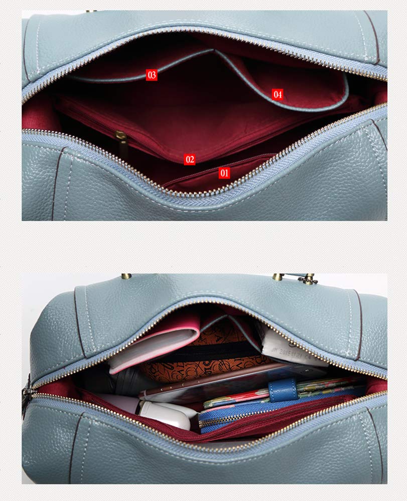 Bolso de Mano con Bandolera para Mujer en Cuero PU Boston Bolso Hombro Vintage Bolso Gris
