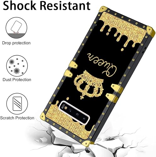 Miniatura 2 de LSL Compatible con Samsung Galaxy S10 Plus - Funda cuadrada para teléfono con soporte, Queen Crown de lujo, TPU a prueba de golpes, funda protectora