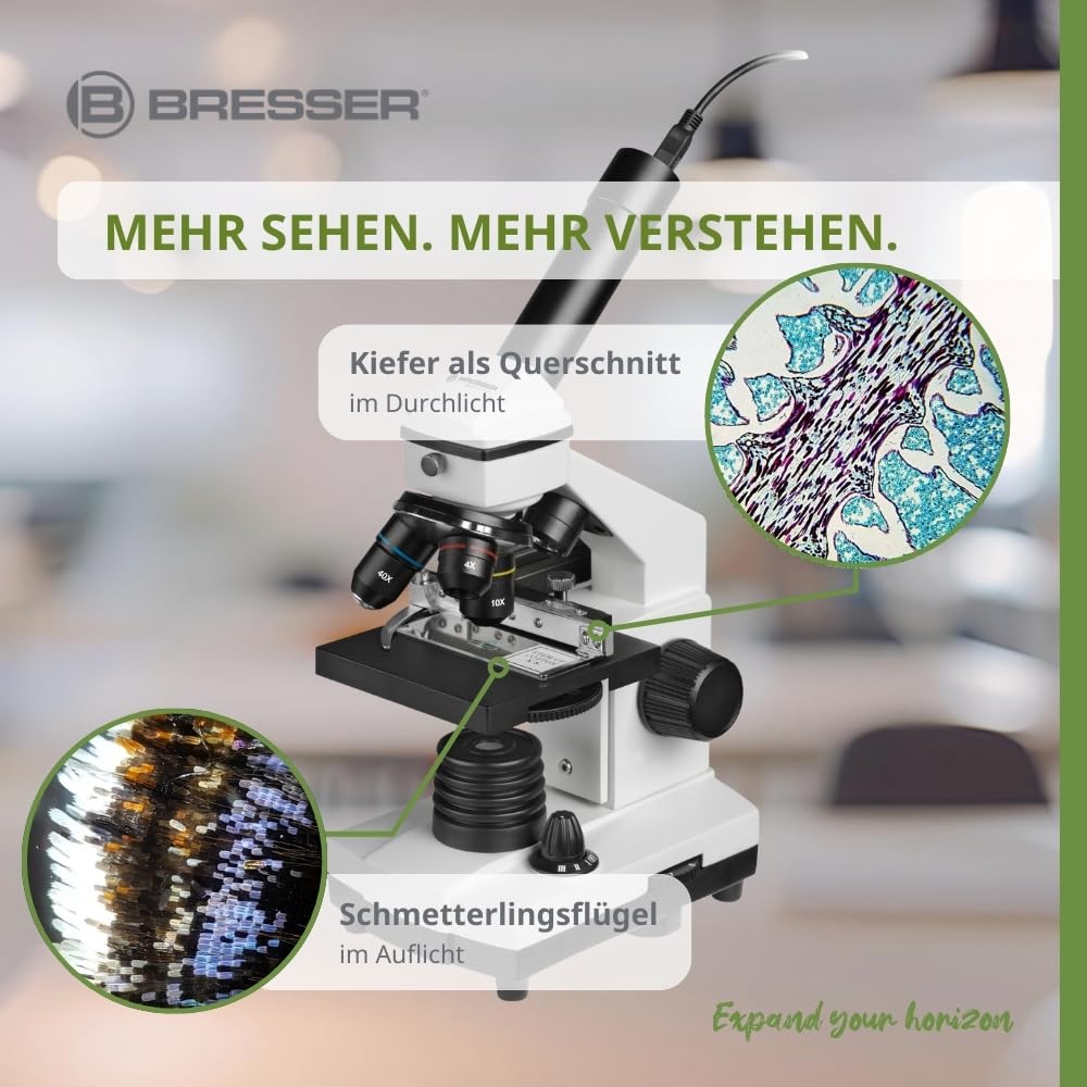 Bresser Biolux NV Mikroskop 20x-1280x Durchlicht Auflicht HD USB-Kamera Kreuztisch Transportkoffer