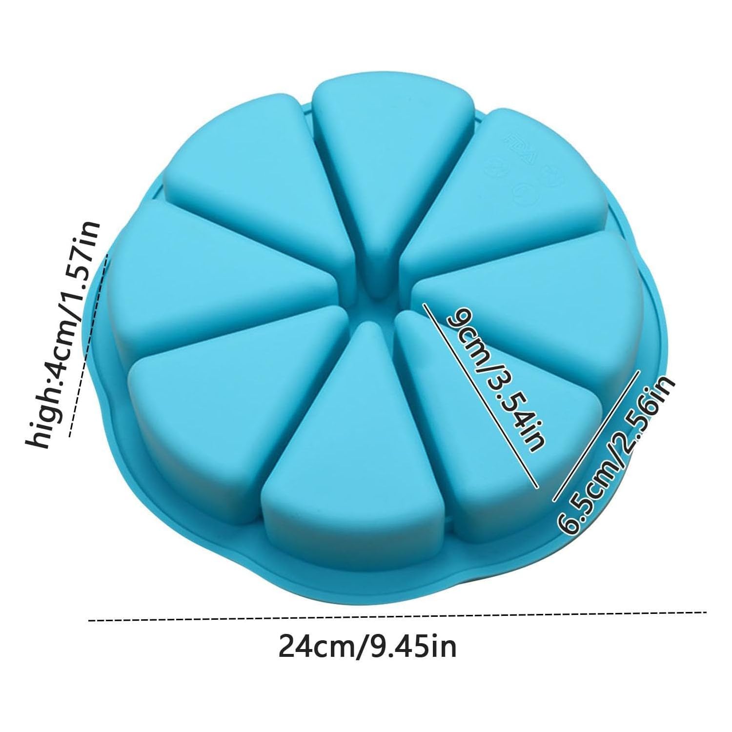 Silikon-Kuchenform mit 8 Mulden, antihaftbeschichtet, Pizzascheiben, Kuchenform, dreieckige Kuchenform, hitzebeständiges Backwerkzeug für Brownies, Muffins, Scone Pizza, Seife (2 Stück blau + rot)