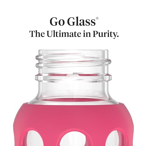 Miniatura 3 de Lifefactory Biberón de vidrio de 9 onzas con pezón etapa 2 y funda protectora de silicona frambuesa