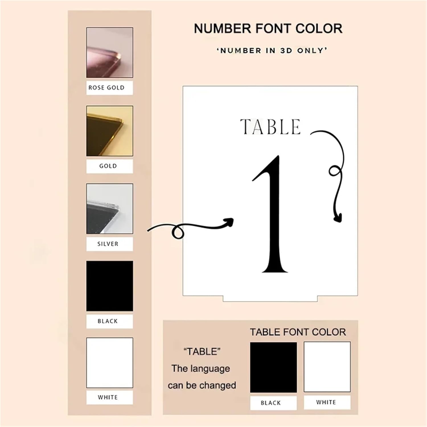 Table Numbers Wedding Table Decor Wedding Signage 3D Gold Receiption Decor(Frosted Back,Table 1-30)