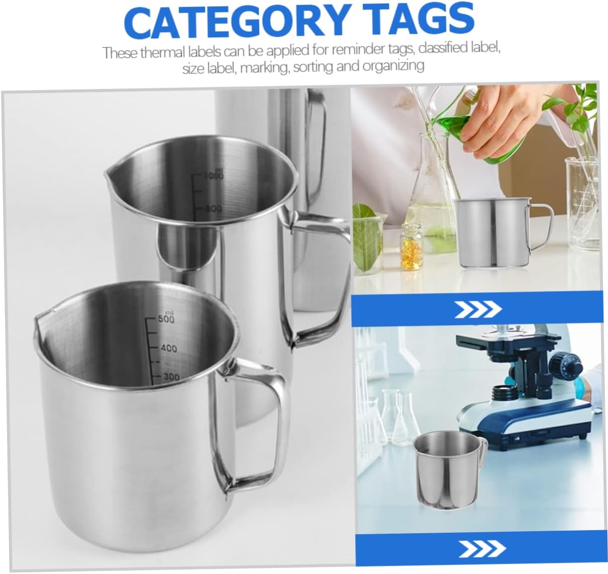 3pcs Stainless Steel Measuring Cup for Accurate Lab and Kitchen Use Graduated Scale Beaker for Liquid and Solid Measurements