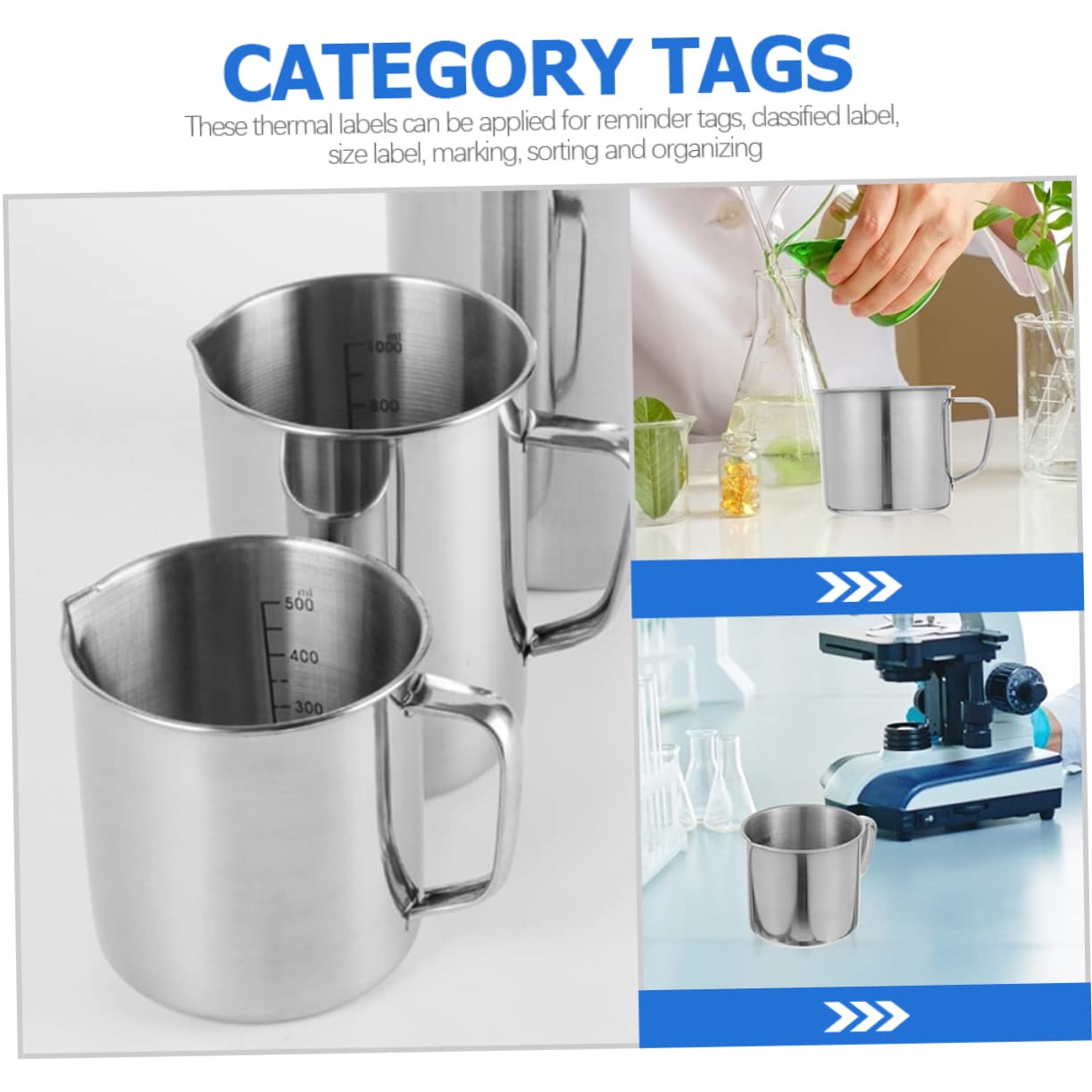 IMIKEYA 3 Pièces Bécher De Laboratoire Tasse à Mesurer En Métal Tasse D'échelle Béchers Gobelets En Verre Pot à Expresso Pichet Verseur Acier Inoxydable Tasse De Mélange Café