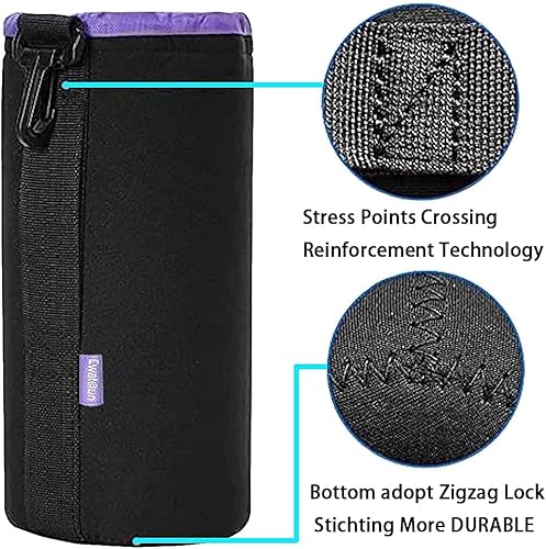Miniatura 3 de Cwatcun Juego de 4 fundas para lentes, bolsa para lentes de cámara con neopreno protector grueso, para Canon Nikon Sony, Pentax, Olympus, Panasonic