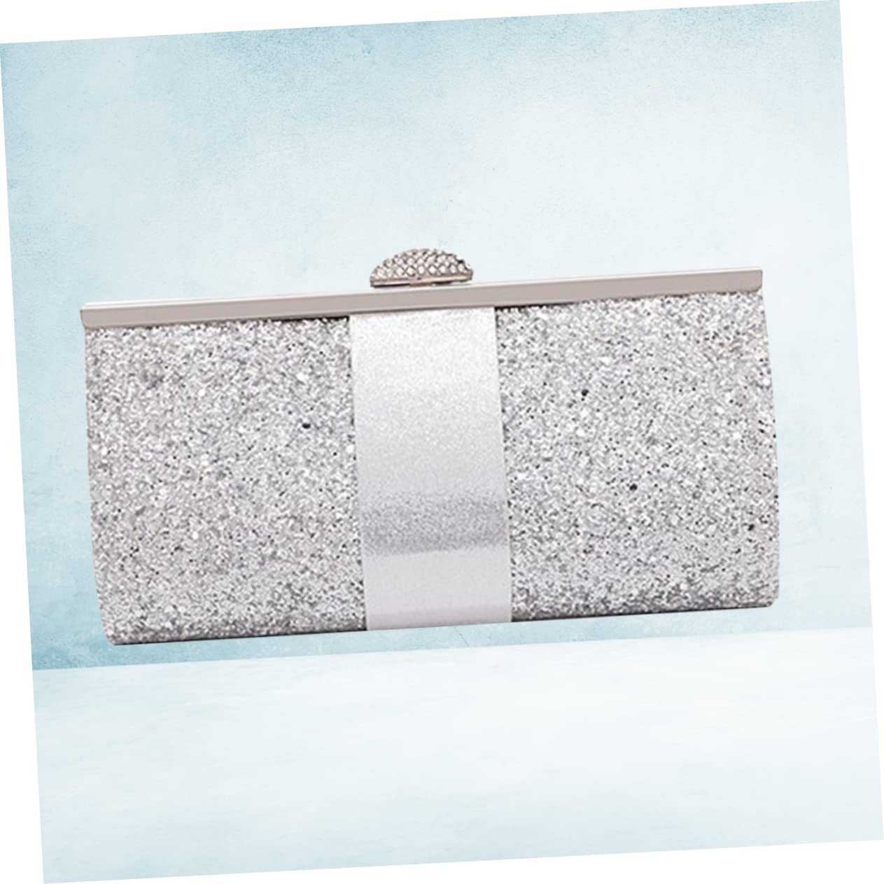SHERCHPRY Embrague Cena Cadena De Cuero Sintético Moda Plata Brillo Boda Embrague Para Bolso Bolso Noche Noche 2 Piezas