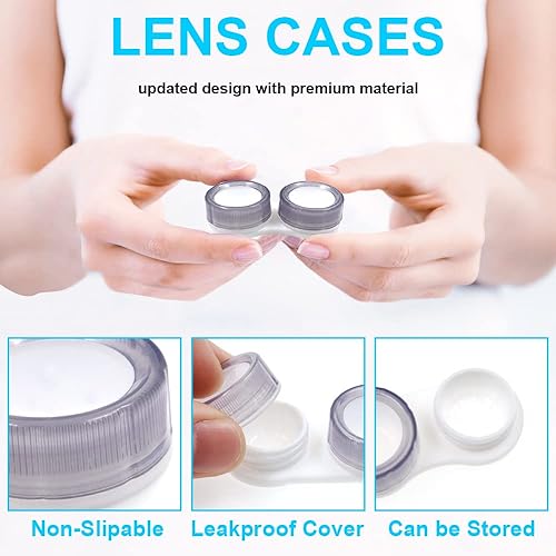 Miniatura 3 de Paquete de 20 fundas transparentes para lentes de contacto, 5 colores a prueba de fugas, kit de soporte para lentes de contacto, estuche compacto de