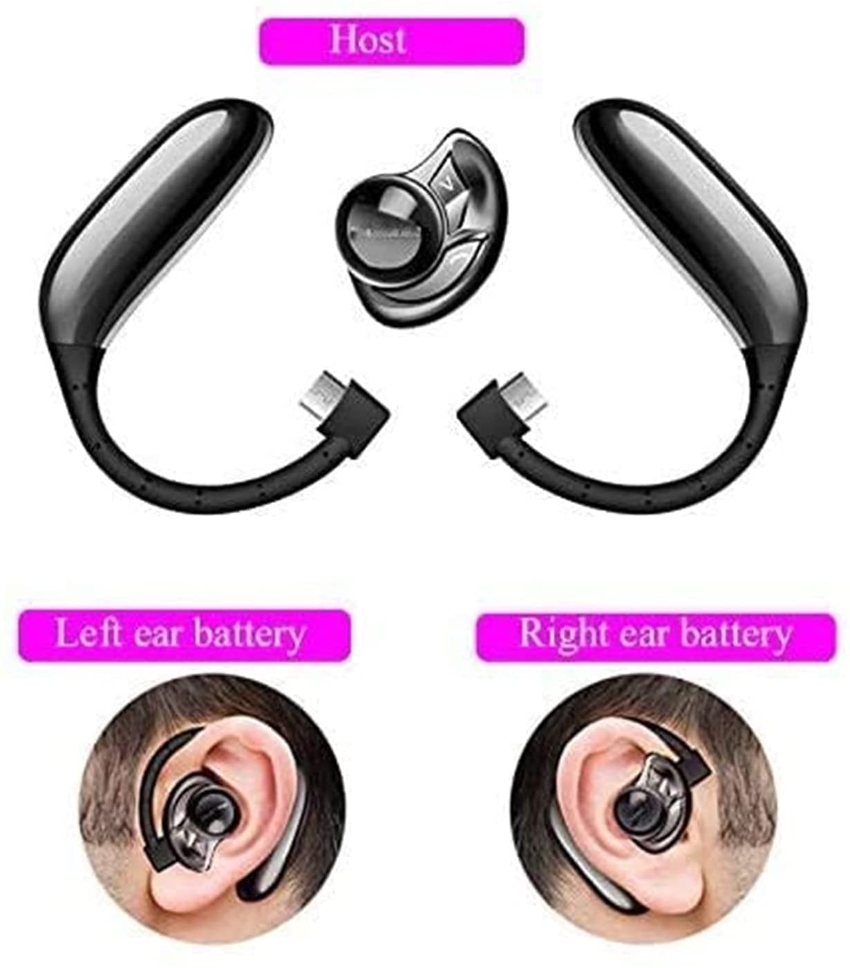 GeRRiT Telefoni auricolari wireless, cuffie Bluetooth 5.0 in-ear con bassi extra, microfono integrato, controllo touch, controllo, USB Custodia di ricarica, auricolari a batteria da 24 ore, impermeabi