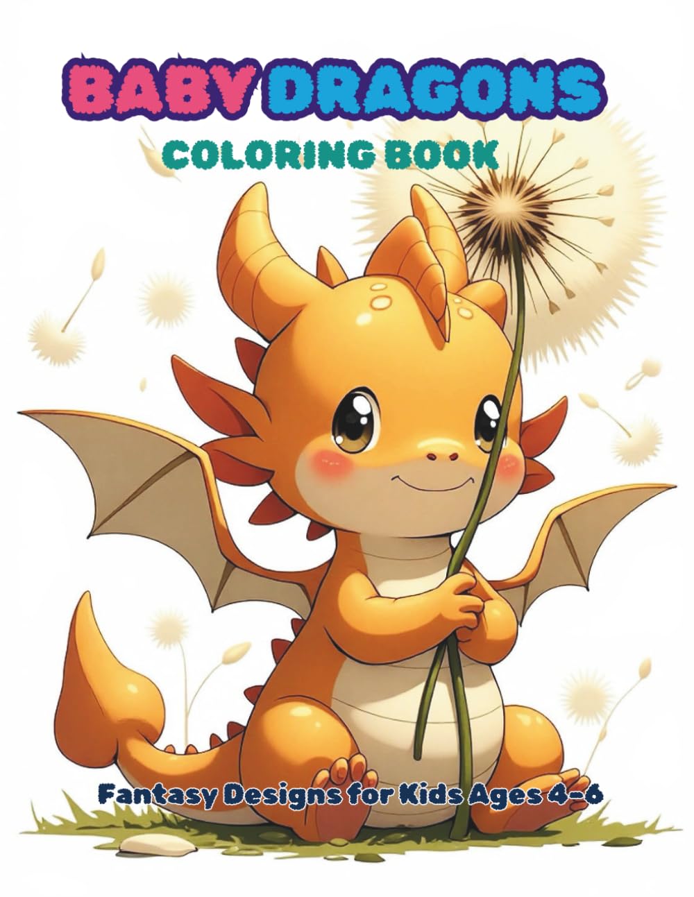 Baby Dragon Coloring Book: Cute Dragons and Flowers Fantasy Coloring Book for Kids Ages 4–6