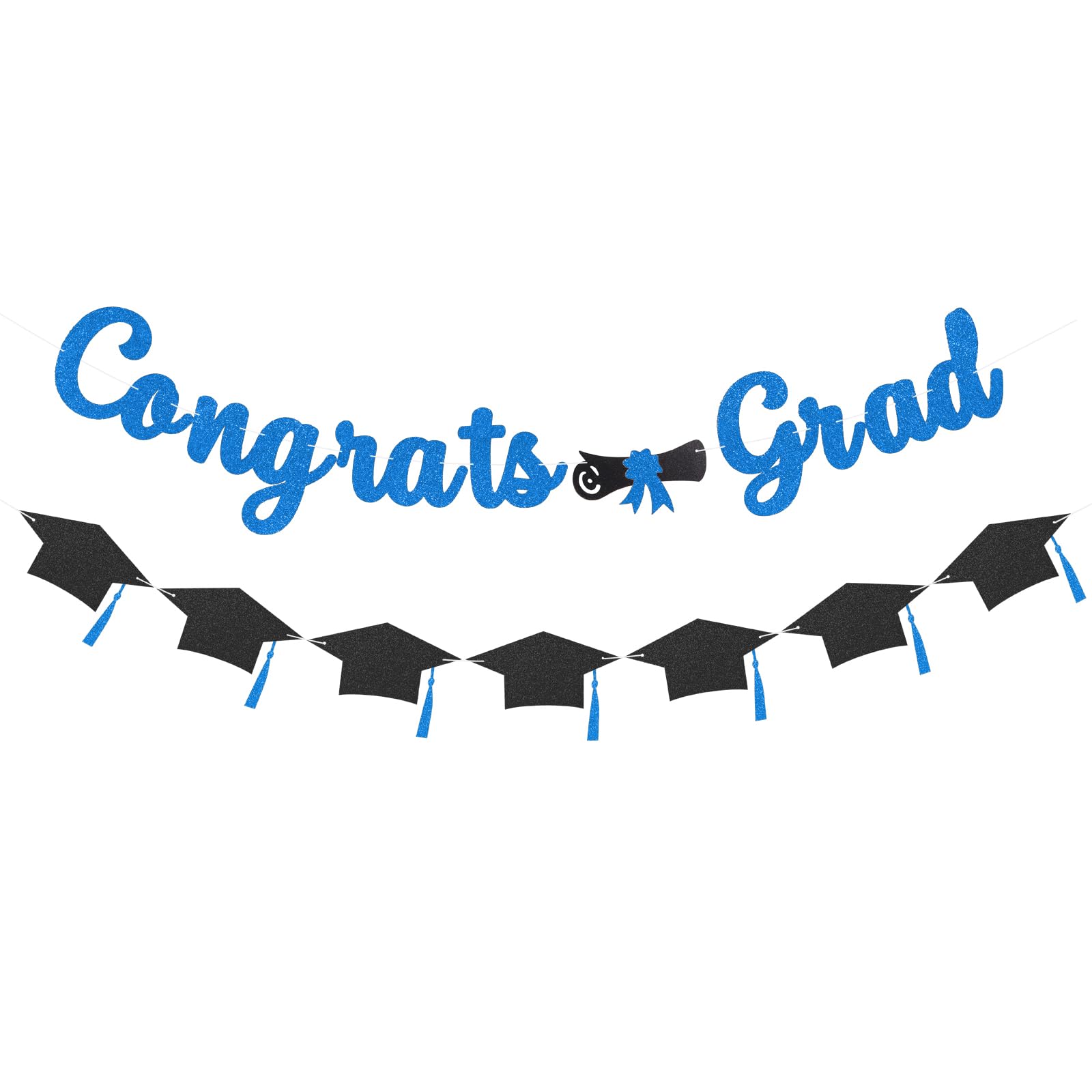 Graduation Decorations of 2026 Pre-Strung Congrats Grad Banner Blingbling Glitter Graduation Garland for High School College 2026 Grad Party Supplies