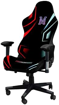 Funda Silla Gaming Elástica,Funda para Silla Gamer con Reposabrazos Y Respaldo,Funda Silla Oficina De Poliéster con Patrón De Letras, Desmontable para Limpieza(M)