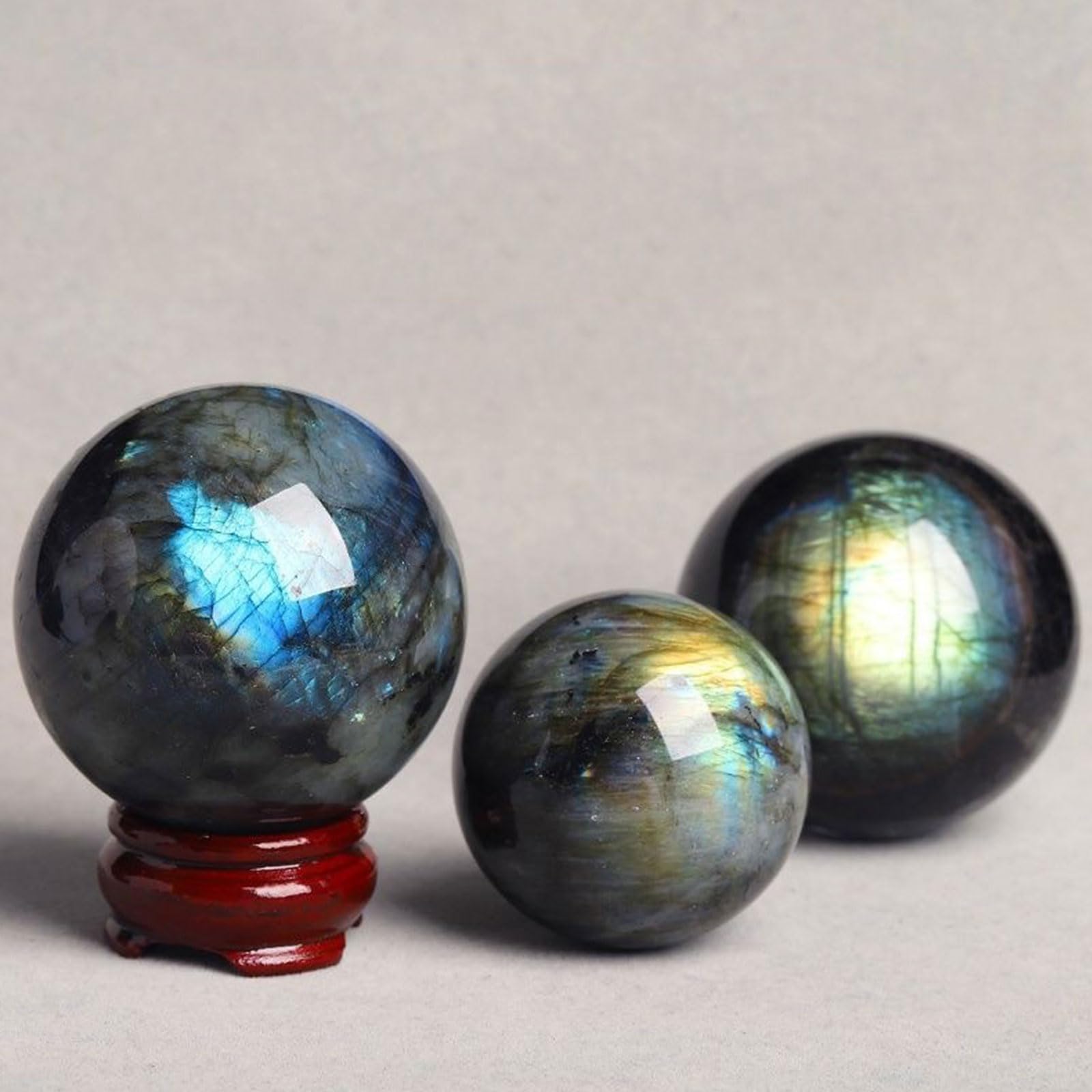 Esferas de Cristal, Esfera de labradorita Natural con Soporte(Diameter 70mm)
