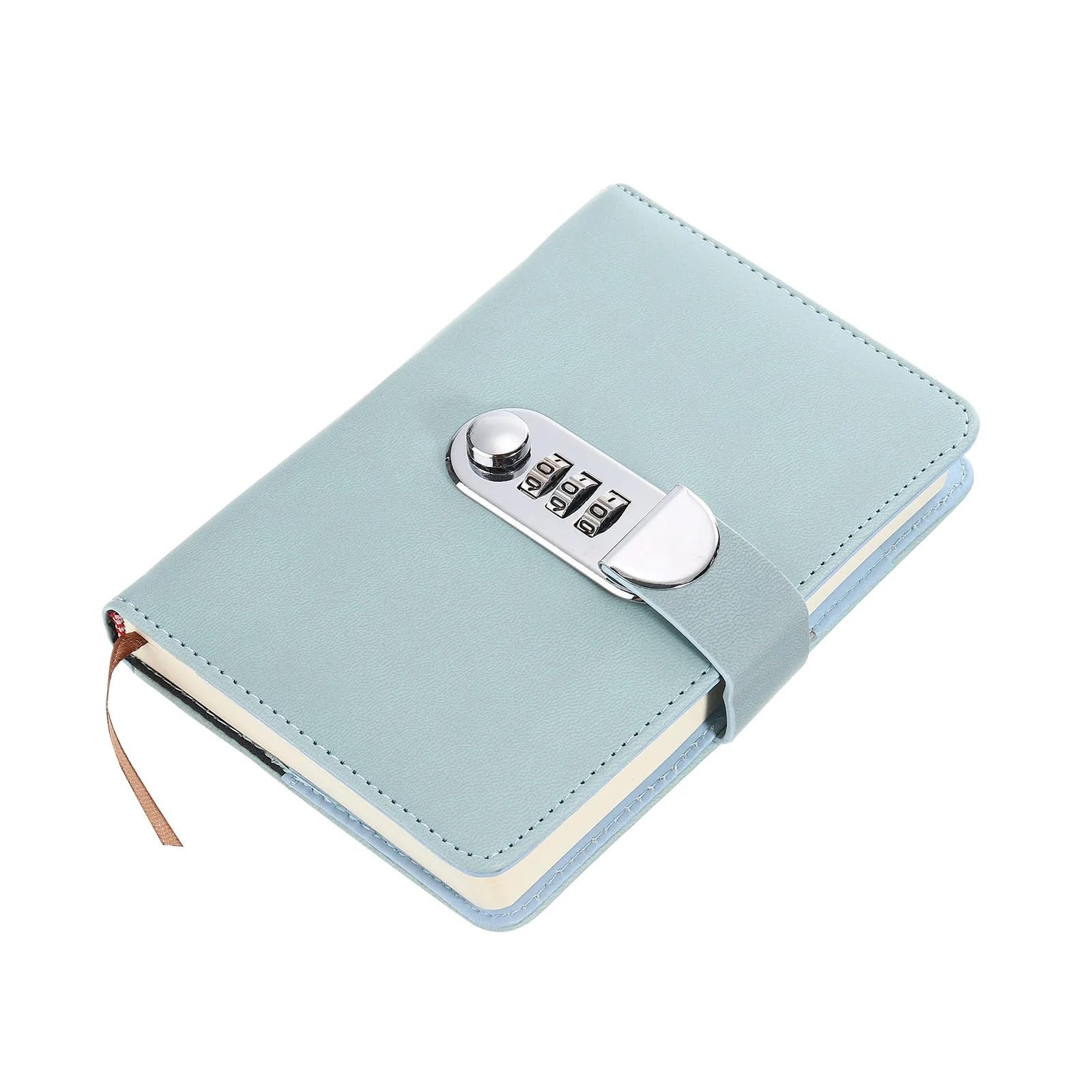 Diario con Candado Diario A6 con candado, lindo cuaderno de cuero for diario, 128 páginas, ranura for bolígrafo, tarjeta, impermeable(Blue)