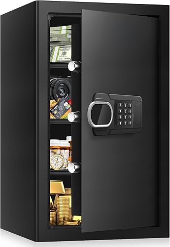 Miniatura 14 de Caja de seguridad pequeña contra incendios de 1.3 pies cúbicos para el hogar, caja de seguridad ignífuga con teclado digital, llaves de repuesto y