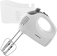Ovente HM151W 5-Speed 150W Hand Mixer with Stainless Steel Beaters & Snap-On Storage - Lightweight Baking Essential